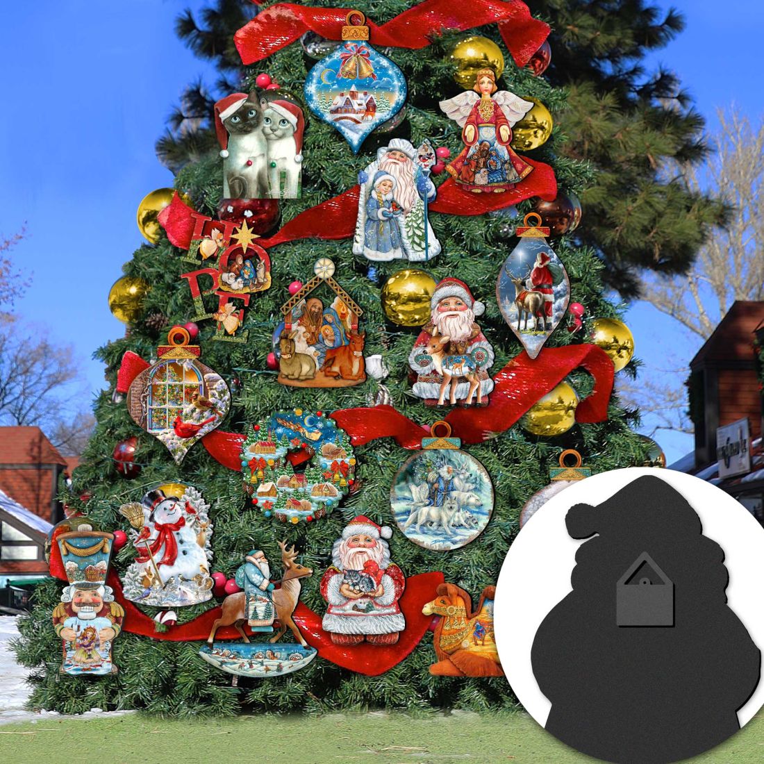 Scarlet Flower Matreshka Christmas Outdoor Decor Large Ornament by G. DeBrekht - Christmas Santa Snowman Decor - 8115103M