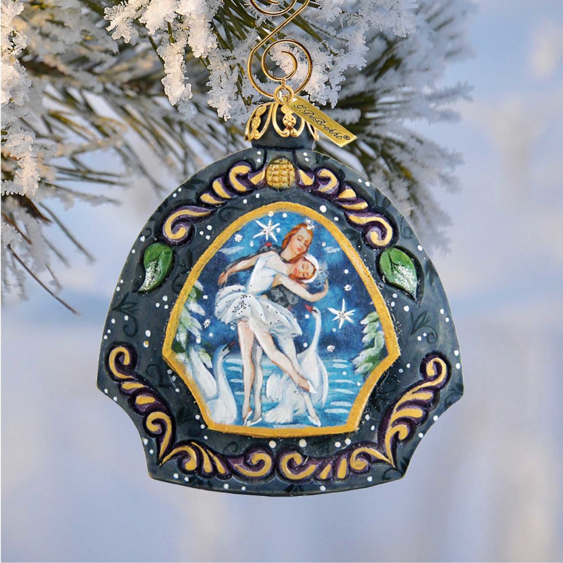 Swan Lake Sculpted Hand-Painted Christmas Ornament by G. DeBrekht - Love Family Kids Decor - 6102834