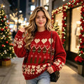 Women's Red Christmas Jacquard Sweater