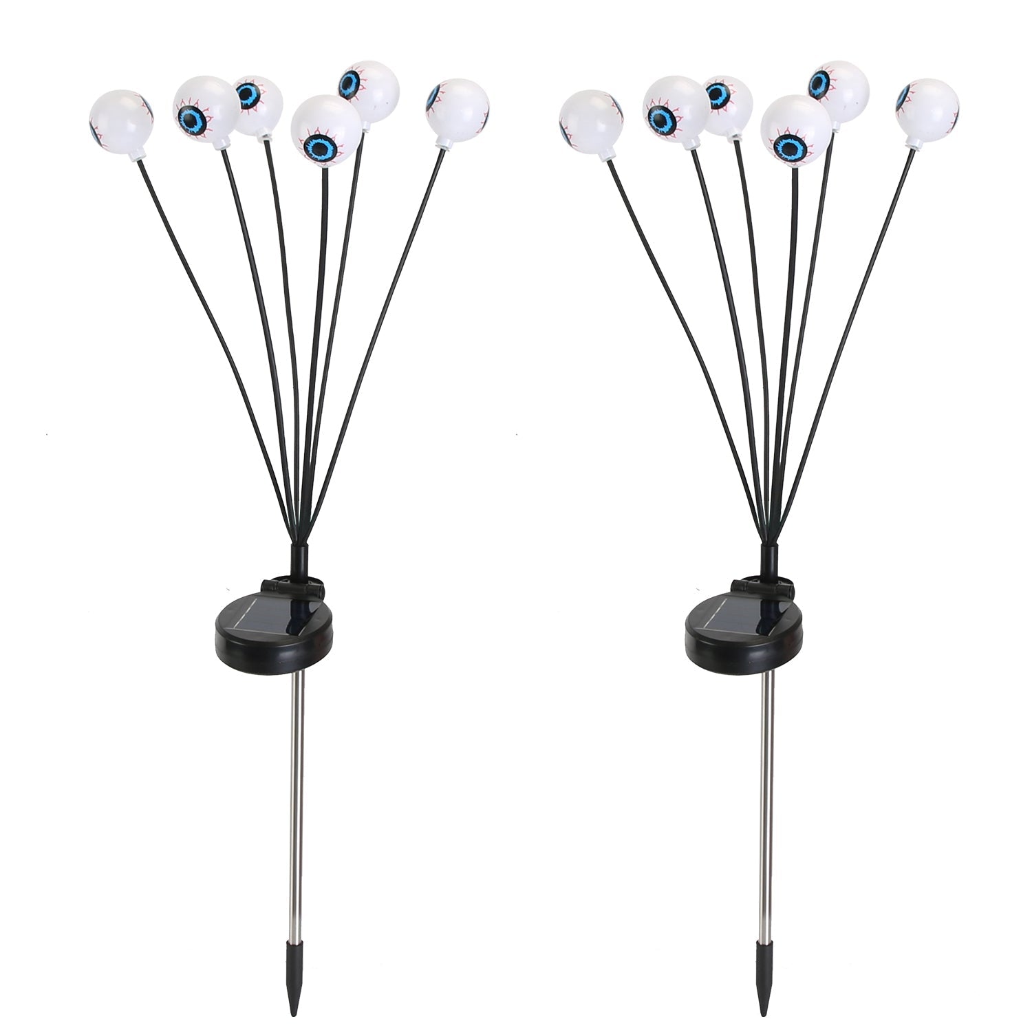 2Packs Solar Scary Eyeballs Lights Outdoor Halloween Decoration Swaying Light Halloween Path Lights Ornaments with Total 12LED IP65 Waterproof for Yar