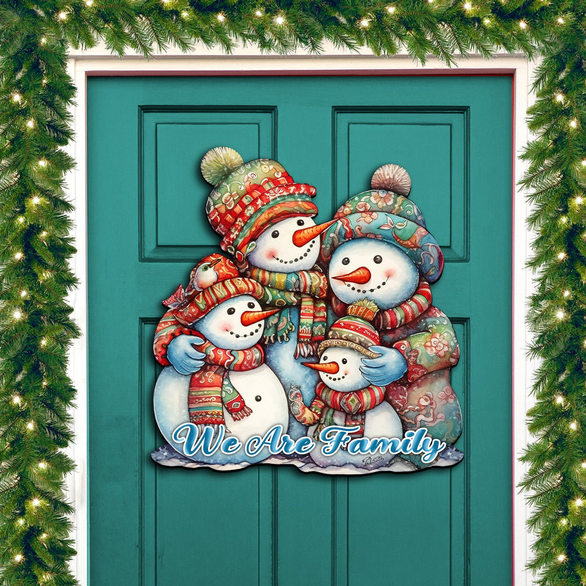 Snowman's Family Holiday Door Decor  by G. Debrekht - Christmas Decor - 8611057H