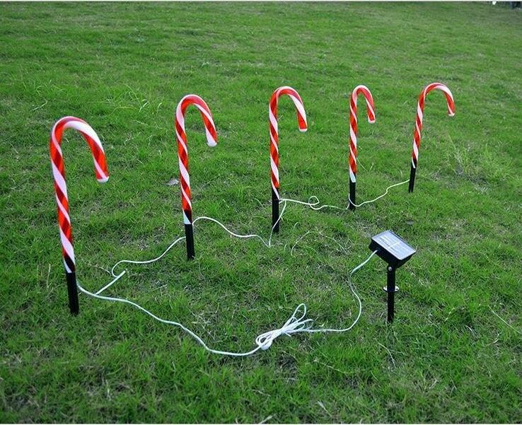 5-Pack Waterproof Candy Cane Christmas Pathway Lights