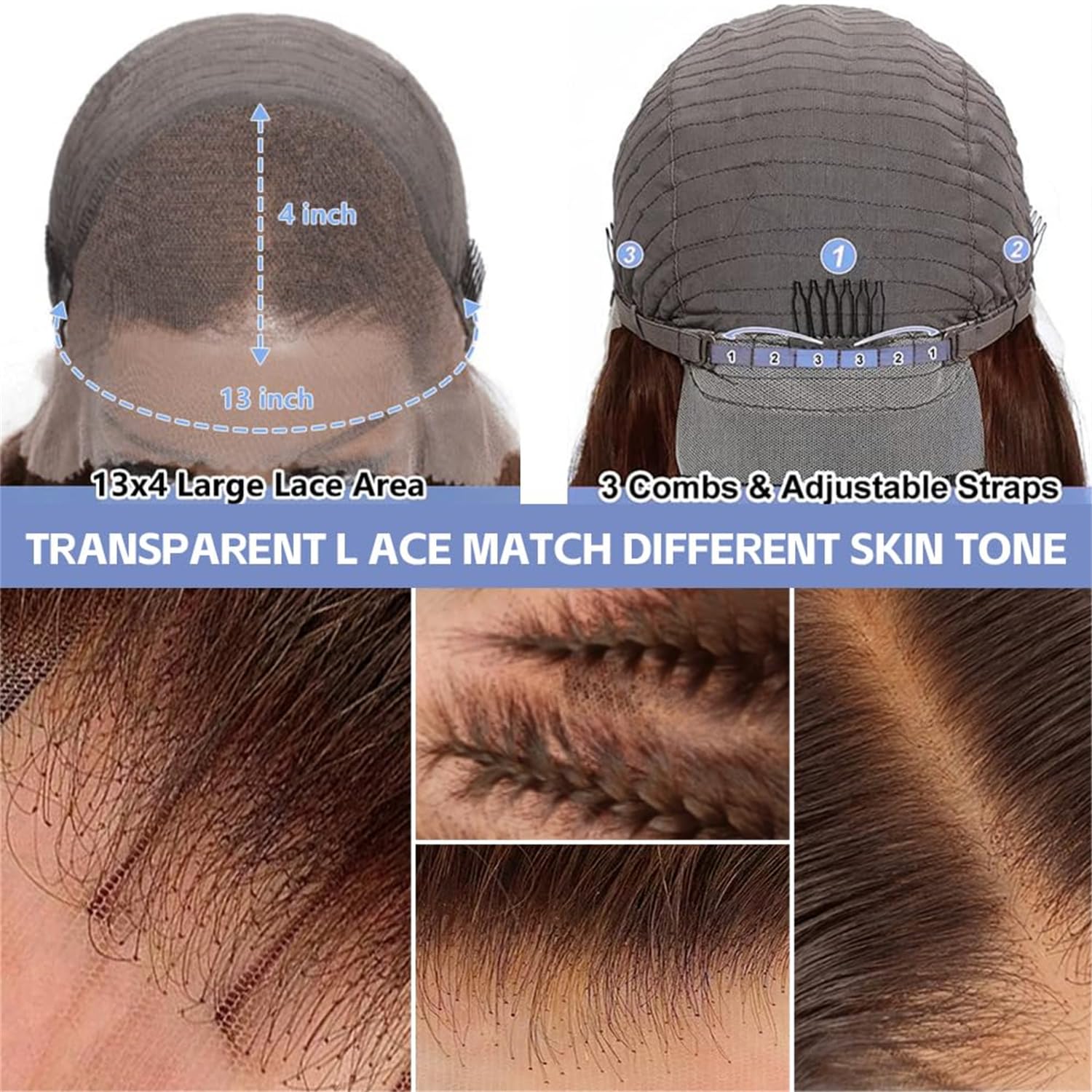 Lace Frontal Human Hair Wig Brown Body Wave Density