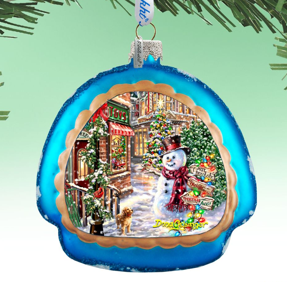 Christmas Lane Snowflake Glass Ornament by D. Gelsinger - Christmas Decor - 756-101-DG