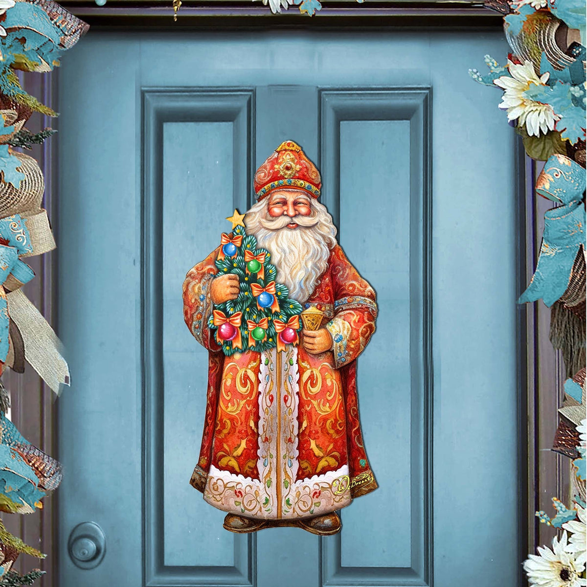 Santa's Tree of Joy Holiday Door Decor by G. Debrekht - Christmas Santa Snowman Decor - 8691418H
