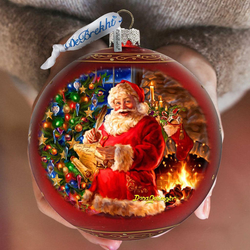 Wish List Santa Lg Glass Ornament in Red by Gelsinger - Christmas Decor - 73925R-DG