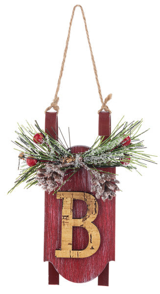 Monogram Sled Ornament -