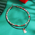 PU Leather Cord Necklace with Christmas Santa Pendant