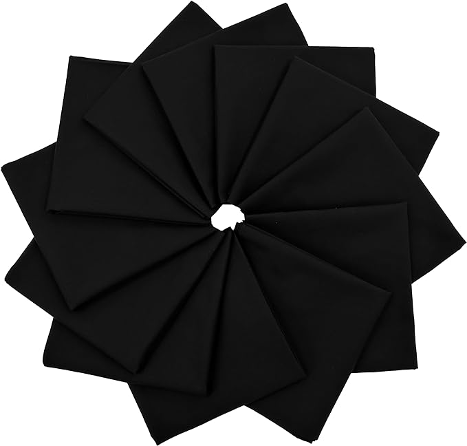 Solid Black Cotton Bandannas for Men and Women
