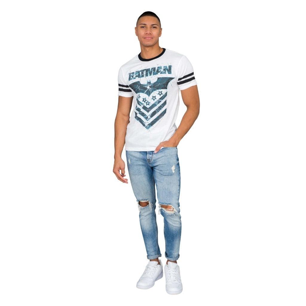 Batman The Dark Knight Arrow Logo White Mens T-Shirt