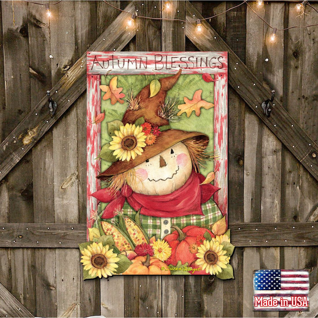 Scarecrow Halloween Door Decor by Susan Winget - Thanksgiving and Halloween Decor - 8471204H-SW