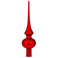Matte Red with Sparkling Top Glass Christmas Tree Topper 11 Inches