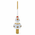 Dimensional Blue and Red Jewels on Silver Glass Christmas Tree Topper 11 Inches