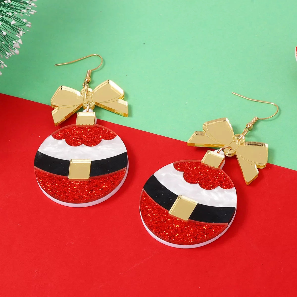 Christmas Dangle Earrings with Bow