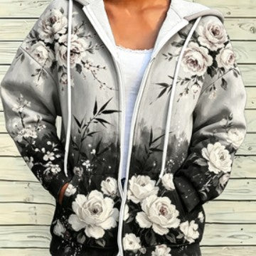 2026 Fall Winter European And American Foreign Trade Amazon Christmas Element 3D Digital Print Women's Zipper Hoodie