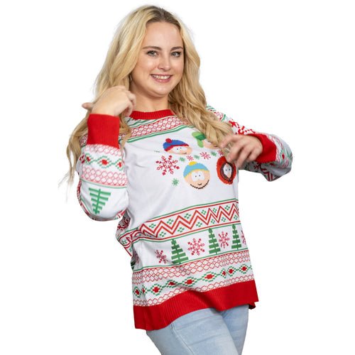 Best Friends Fair Isle Faces South Park Adult Unisex Ugly Christmas Sweater