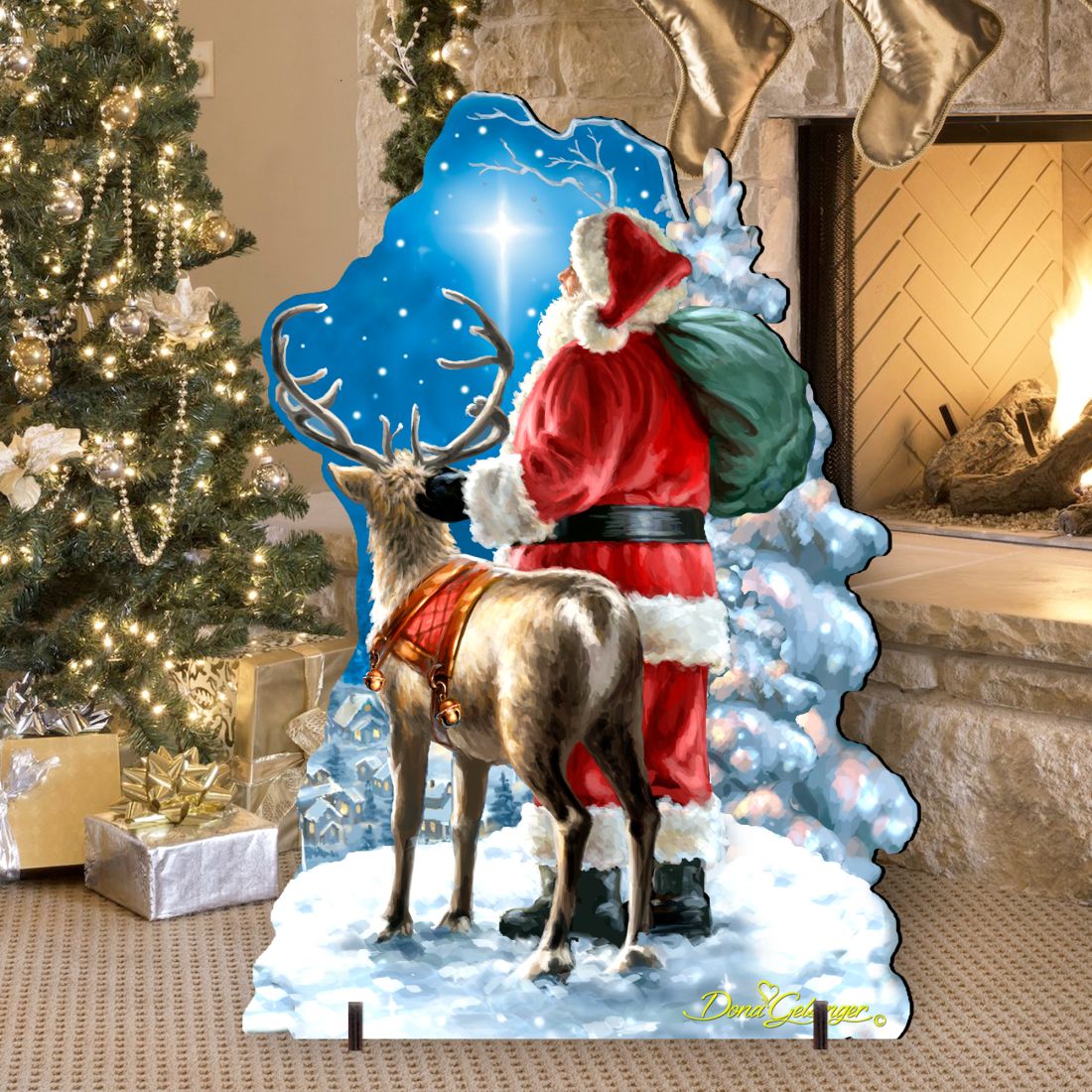 Starry Night Santa Christmas Outdoor Decor by D. Gelsinger - Christmas Santa Snowman Decor - 8461020F-1713