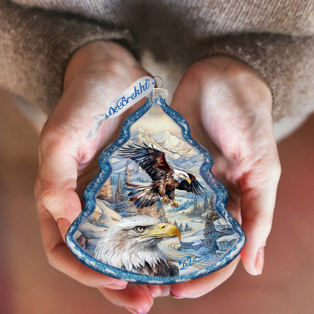 The Land of the Free - American Eagle Tree Glass Ornament by G. Debrekht - Christmas Decor - 762-031