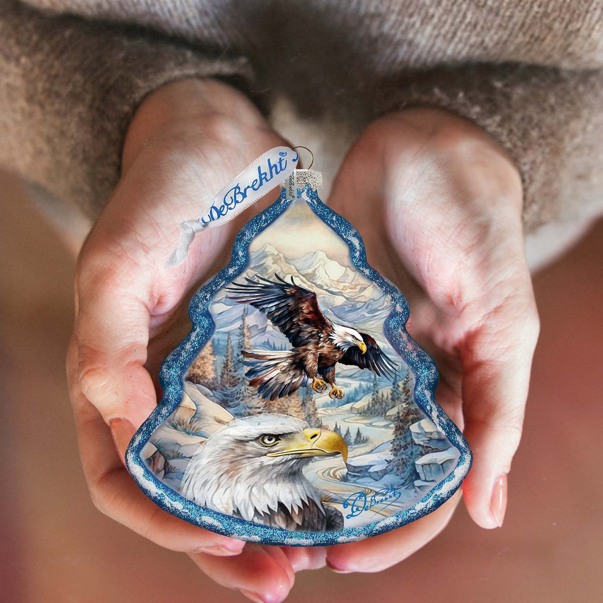 The Land of the Free - American Eagle Tree Glass Ornament by G. Debrekht - Christmas Decor - 762-031