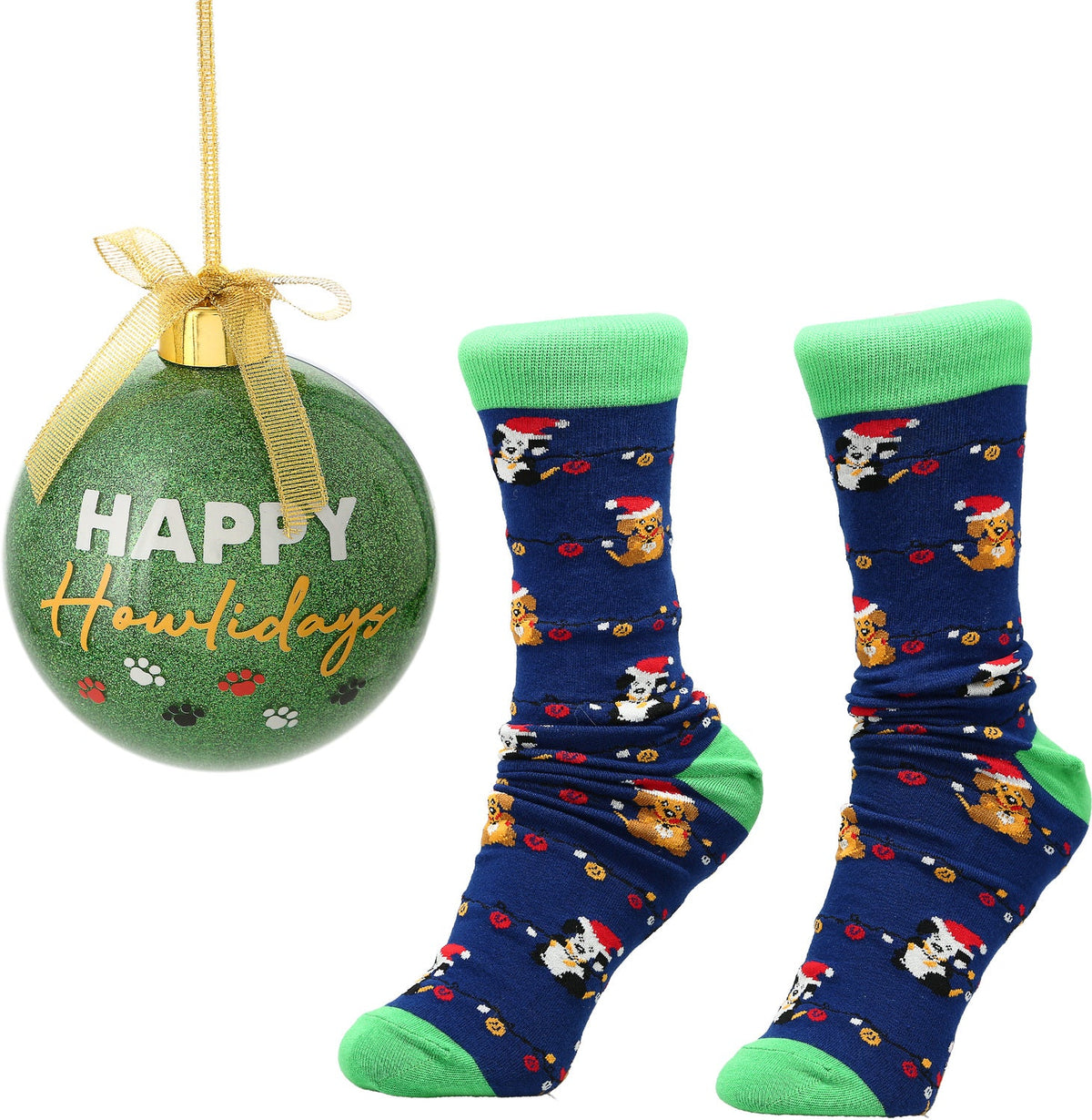 4" Ornament with Holiday Socks - Happy Howlidays