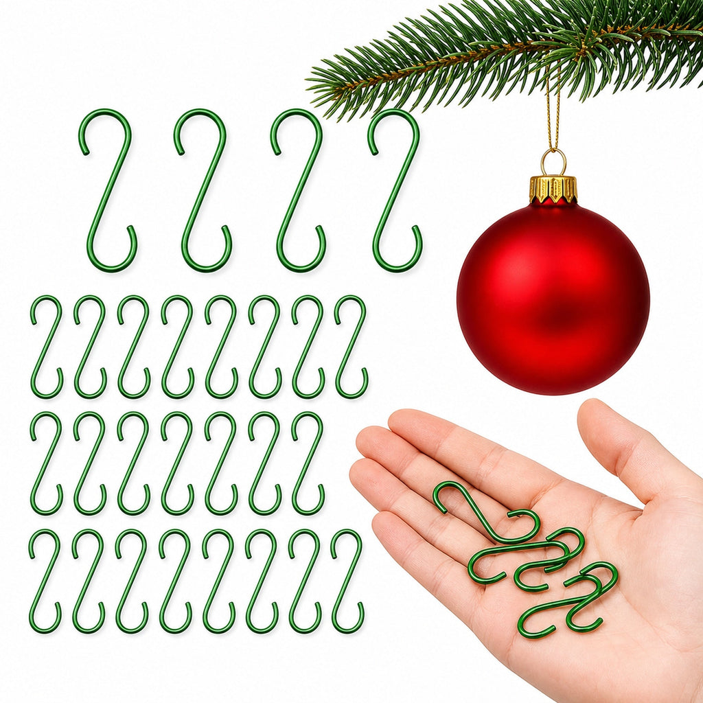 Set of 60 Matte Green Metal Wire Christmas Ornaments Hooks Hangers 1.16 Inches