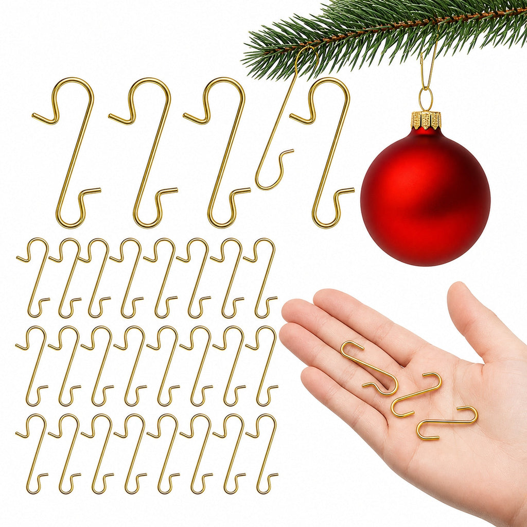 Set of 60 Gold Metal Wire Christmas Ornaments Hooks Hangers 1.16 Inches