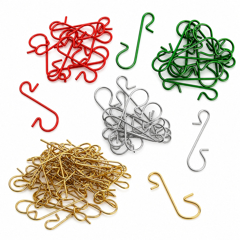 Set of 60 Gold Metal Wire Christmas Ornaments Hooks Hangers 1.16 Inches