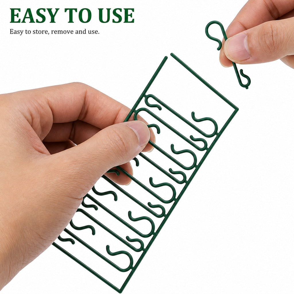 Set of 60 Green Plastic Christmas Ornaments Hooks Hangers 1.8 Inches