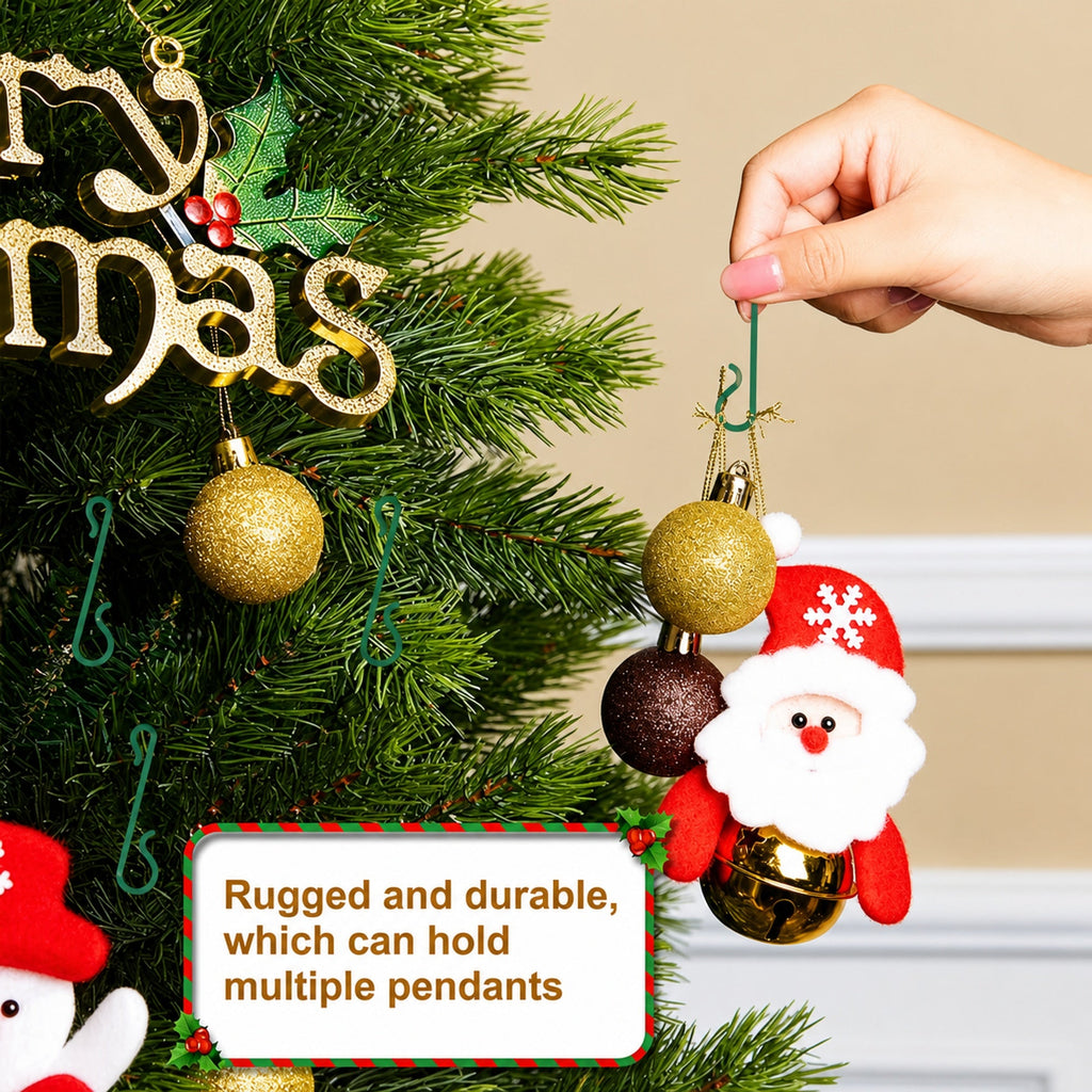 Set of 60 Green Plastic Christmas Ornaments Hooks Hangers 1.8 Inches