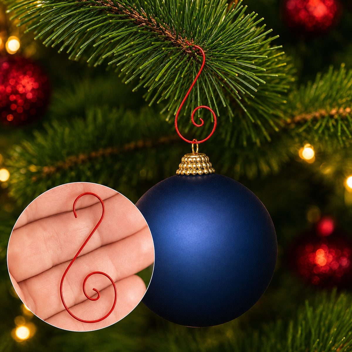 Set of 20 Red Metal Wire Spiral Christmas Ornaments Hooks Hangers S-Shaped 1.96 Inches