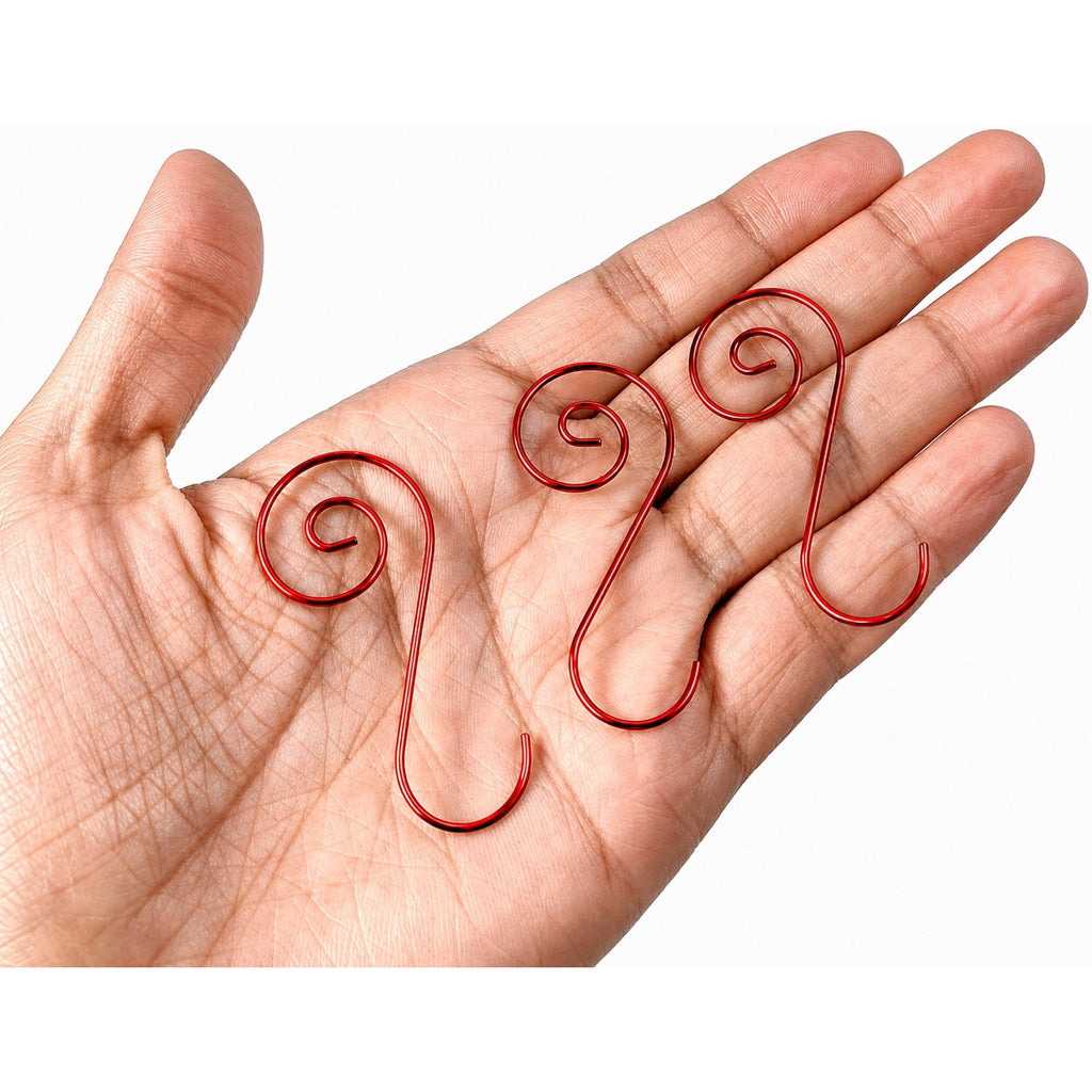 Set of 20 Red Metal Wire Spiral Christmas Ornaments Hooks Hangers S-Shaped 1.96 Inches