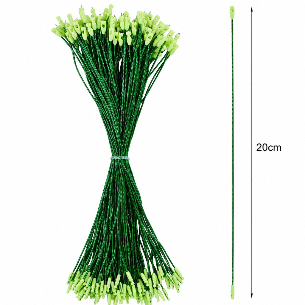 Set of 100 Green Christmas Ornaments Cords Strings Hangers 7.9 Inches
