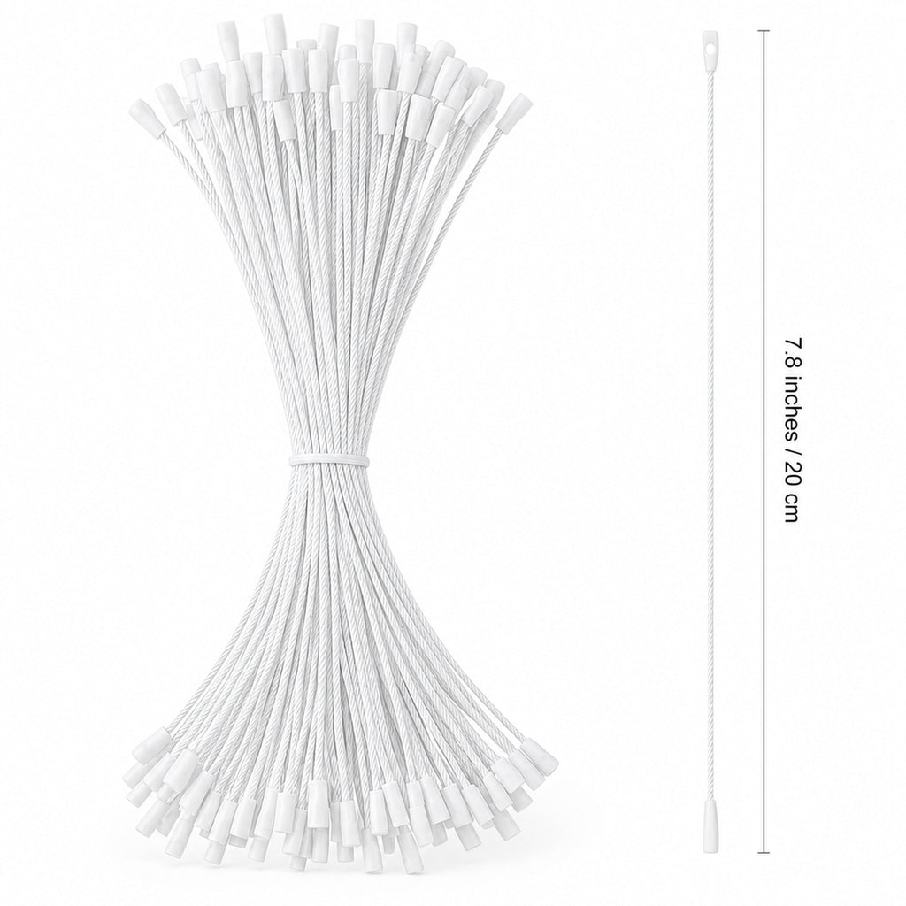 Set of 100 White Christmas Ornaments Cords Strings Hangers 7.9 Inches