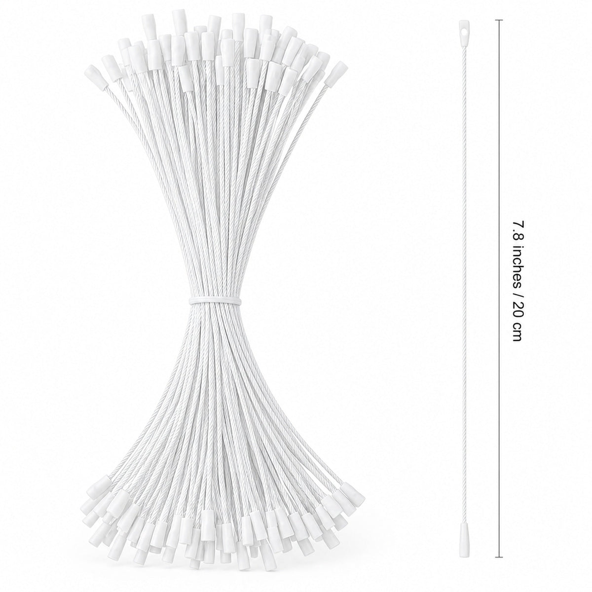Set of 100 White Christmas Ornaments Cords Strings Hangers 7.9 Inches