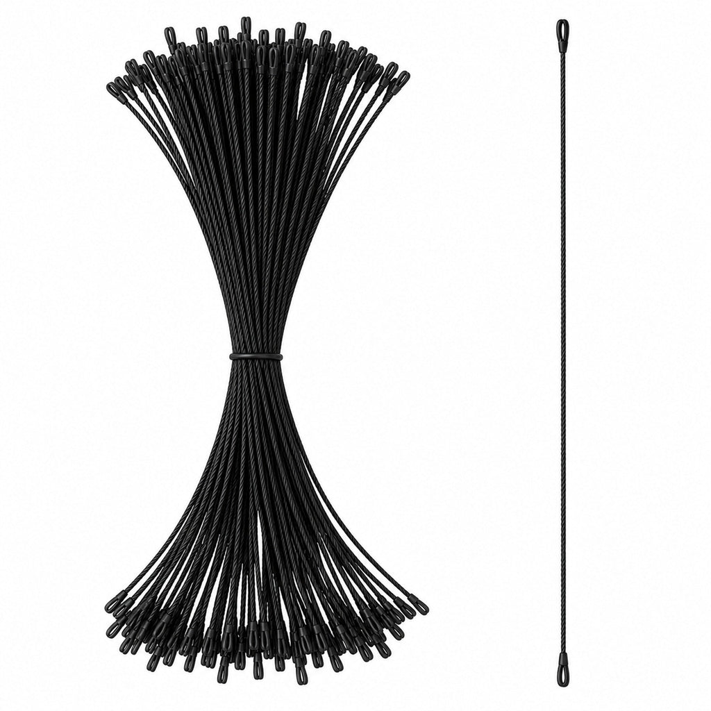Set of 100 Black Christmas Ornaments Cords Strings Hangers 7.9 Inches