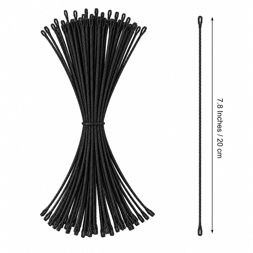 Set of 100 Black Christmas Ornaments Cords Strings Hangers 7.9 Inches