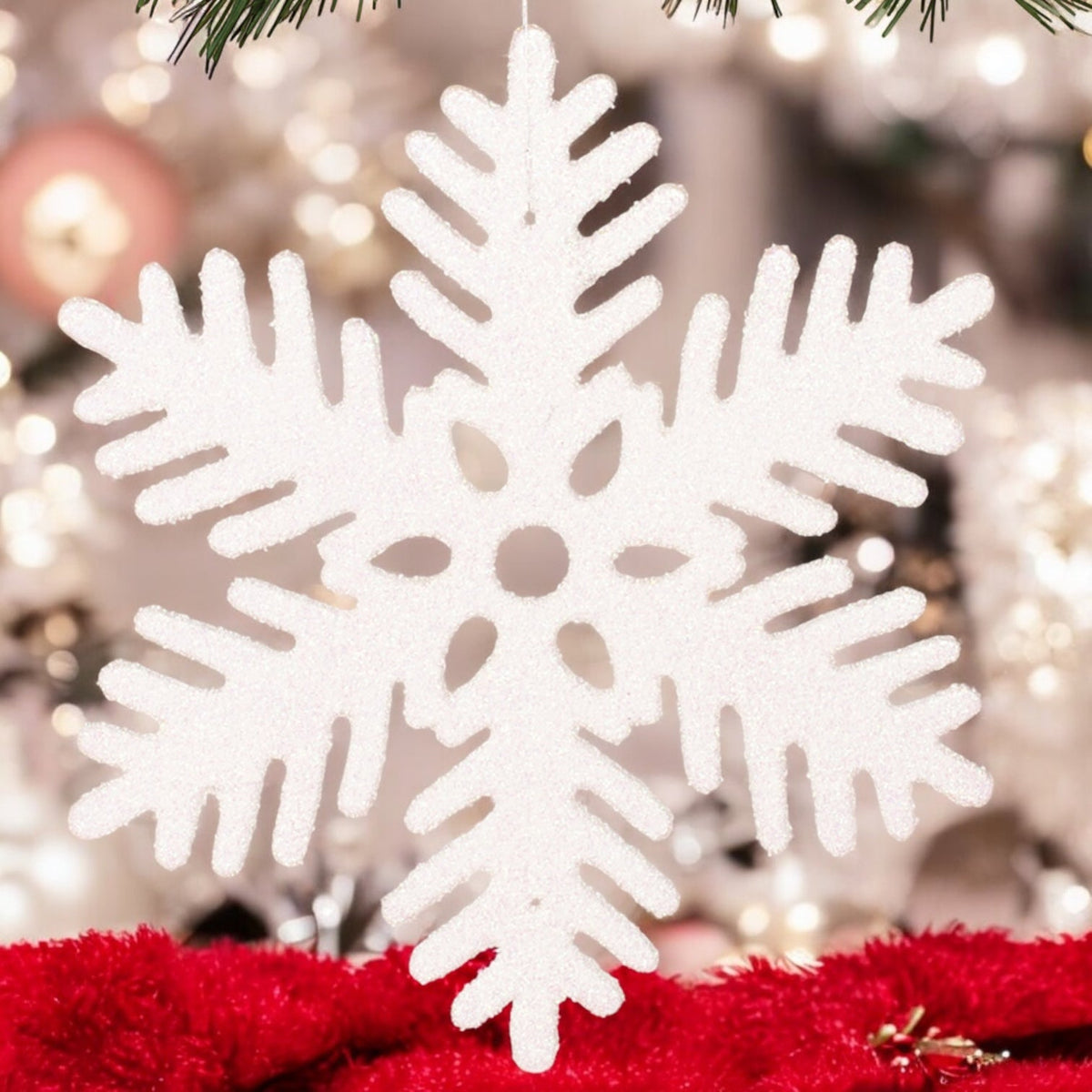 11" Glittered White Snowflake
