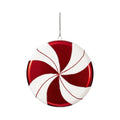 6" Red-White Swirl Flat Candy Christmas Ornament