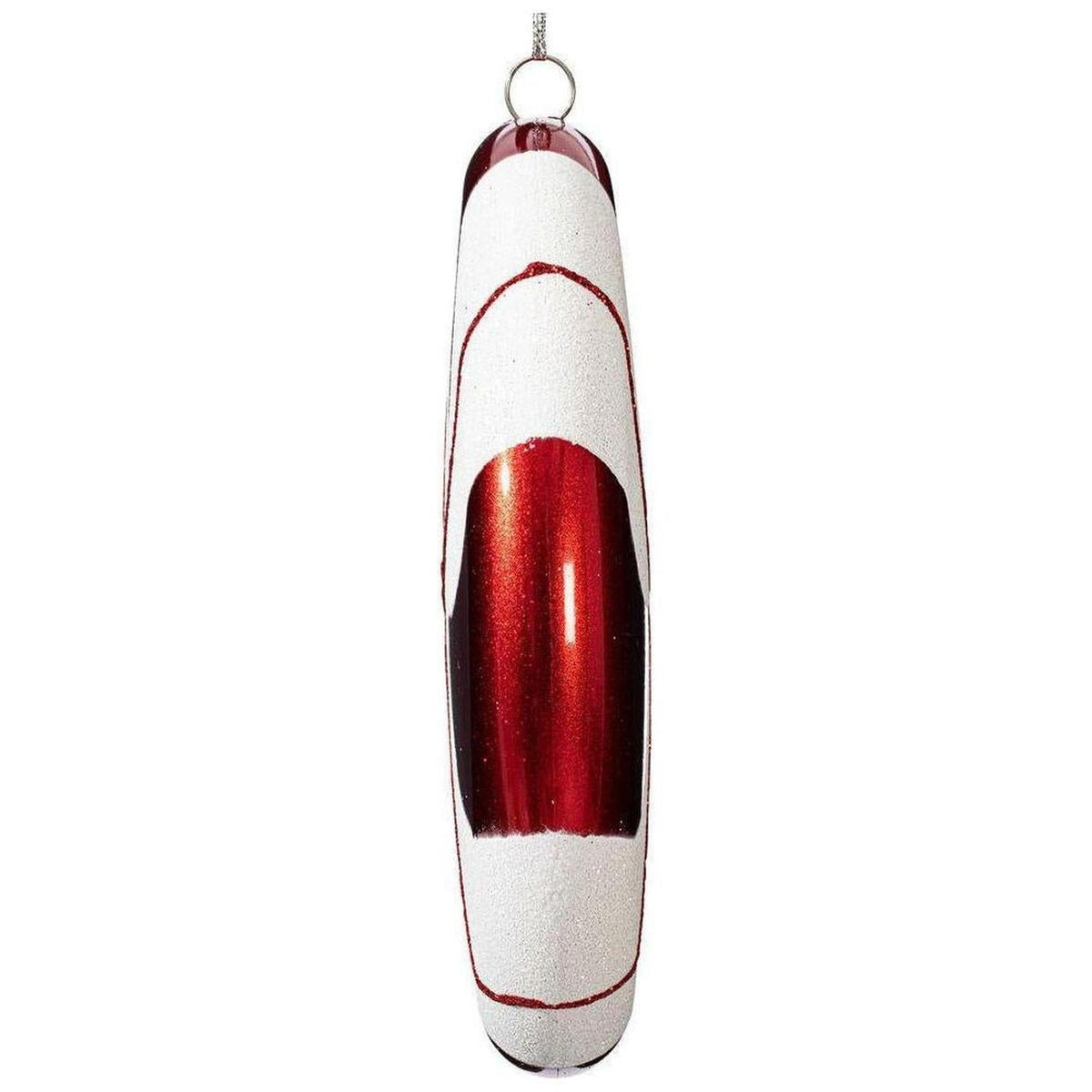 6" Red-White Swirl Flat Candy Christmas Ornament