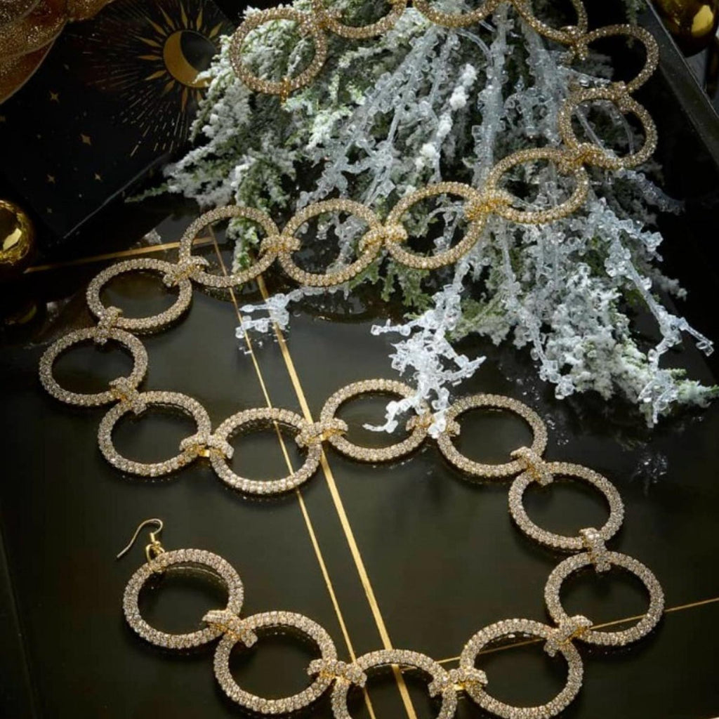Gold Crystal Circle Christmas Garland, 36"