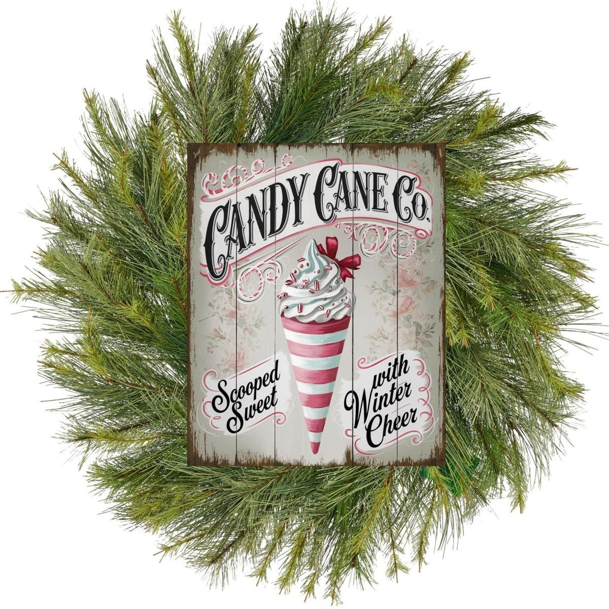 Vintage Candy Cane Co Christmas Sign