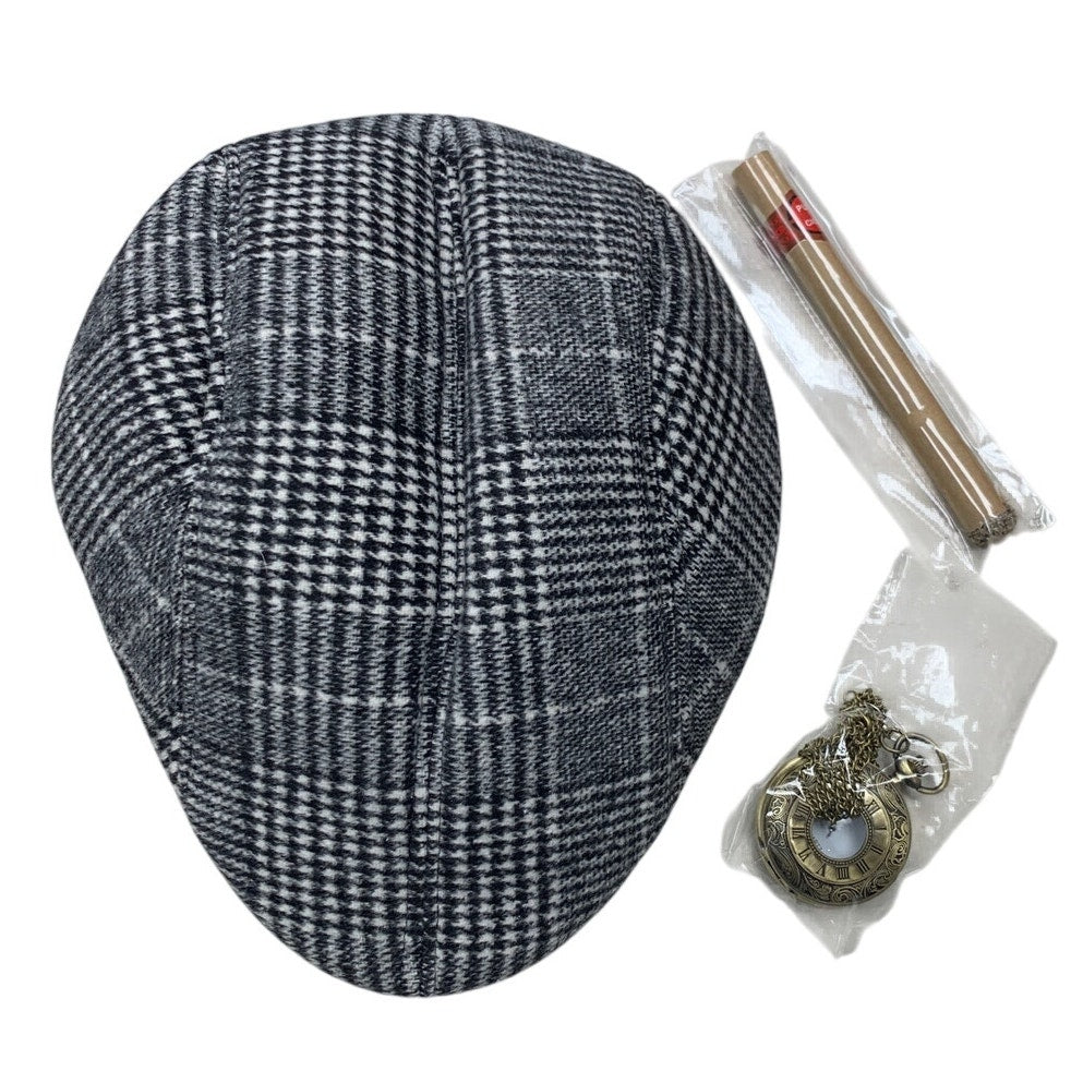 Mens Medium Plaid Sleeveless Vest Hat 1920s Gatsby Gangster Halloween Costume