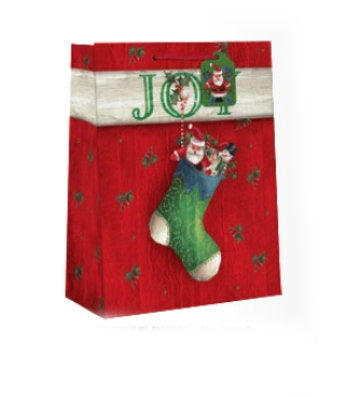 Country Christmas Gift Bag - Medium - Joy Stocking
