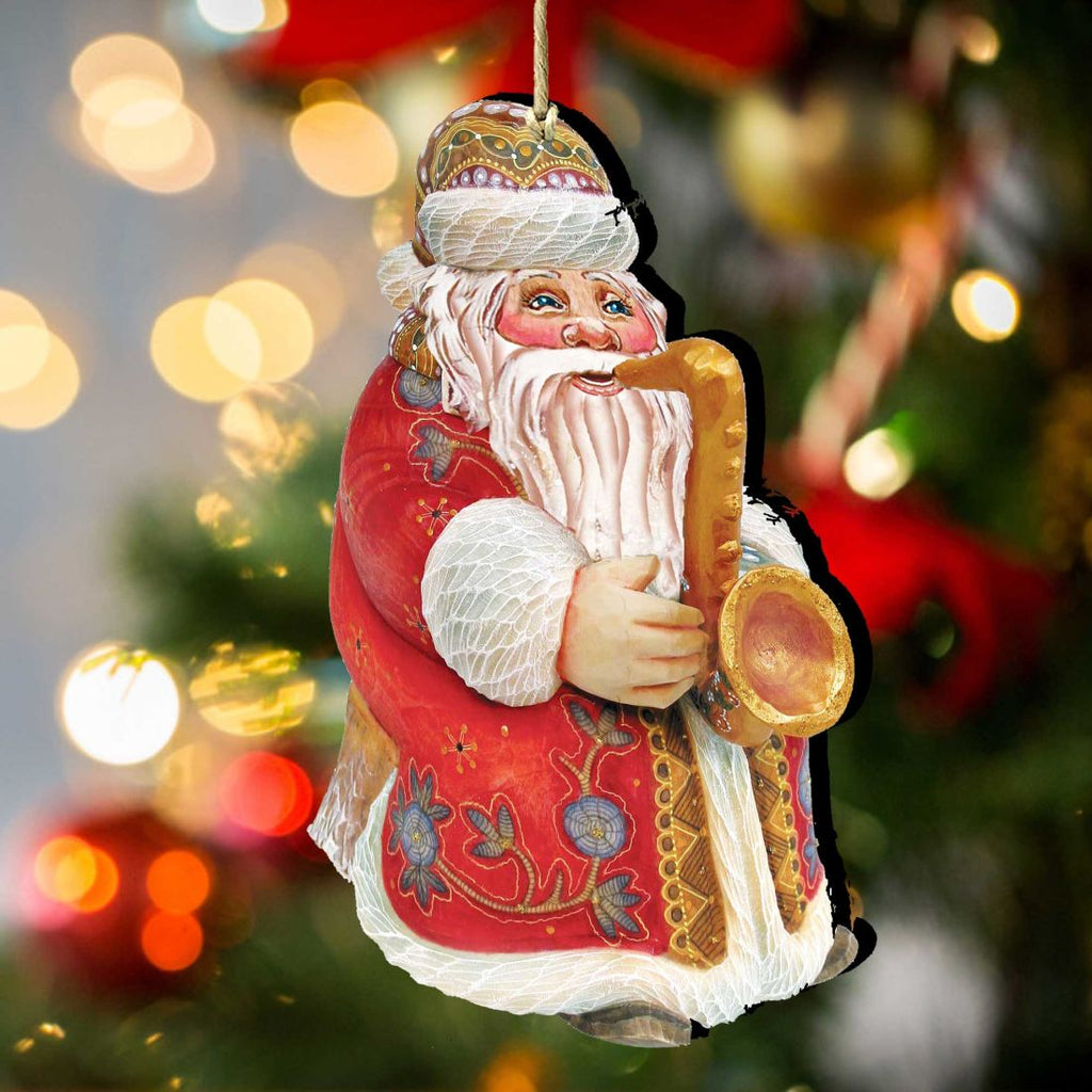 Jazzman Santa Wooden Ornaments by G. DeBrekht - Christmas Santa Snowman Decor - 8116211
