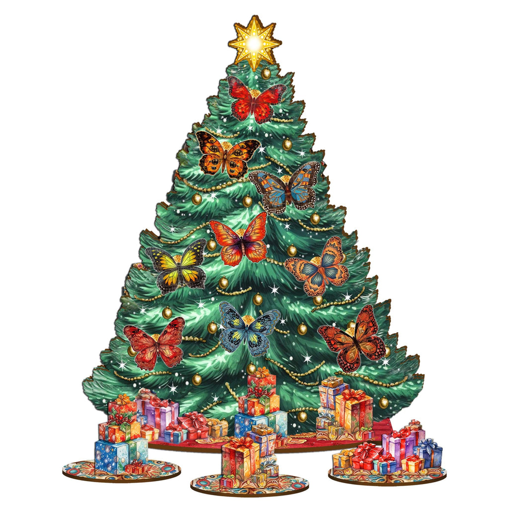 Butterfly Christmas Tree Eco Wood Set by G.DeBrekht Christmas Decor - 8091510
