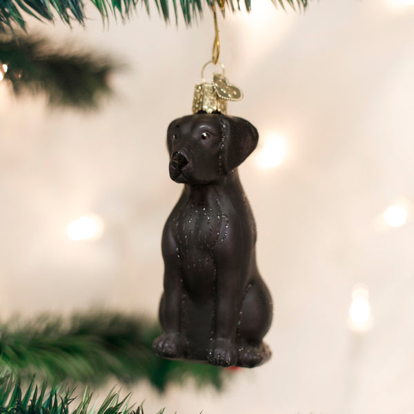 Black Labrador Glass Ornament