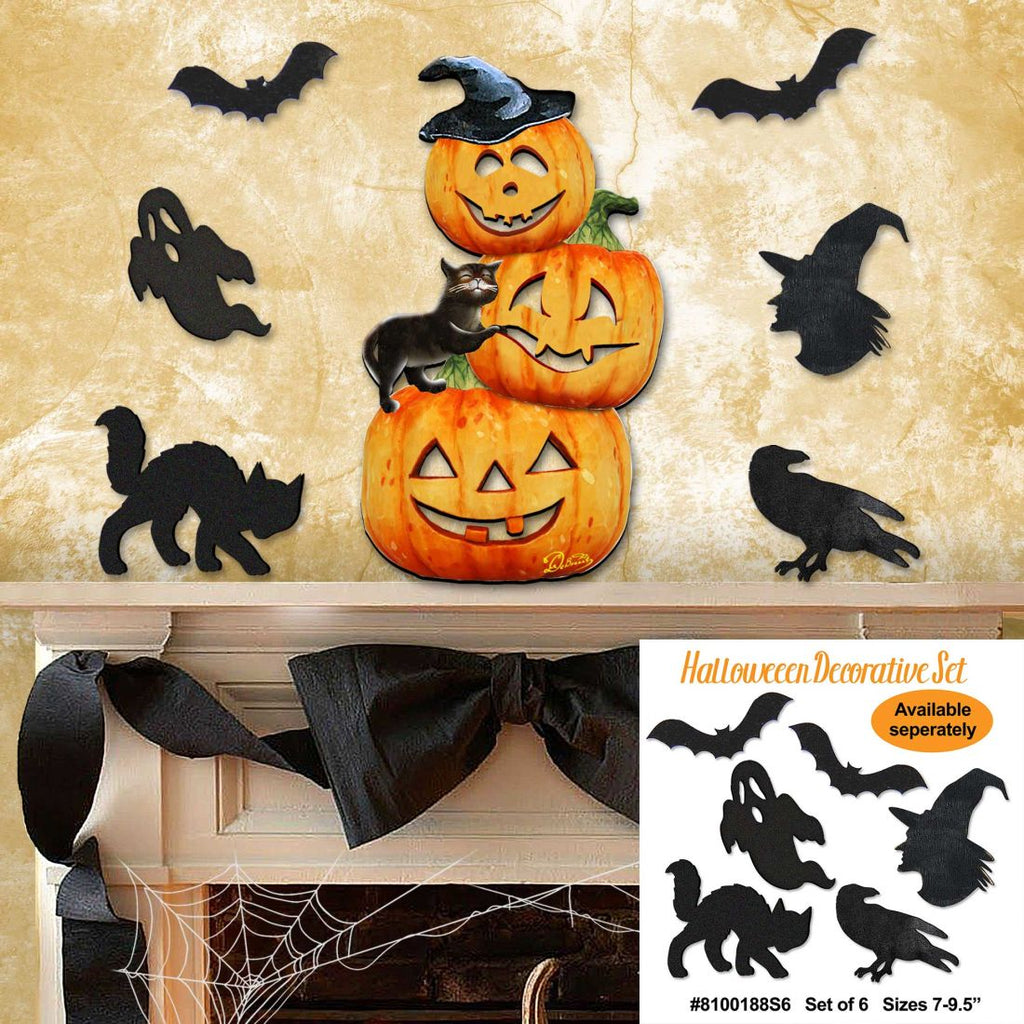 Scary Stacking Pumpkins Halloween Door Decor by G. DeBrekht - Thanksgiving Halloween Decor - 8158415H