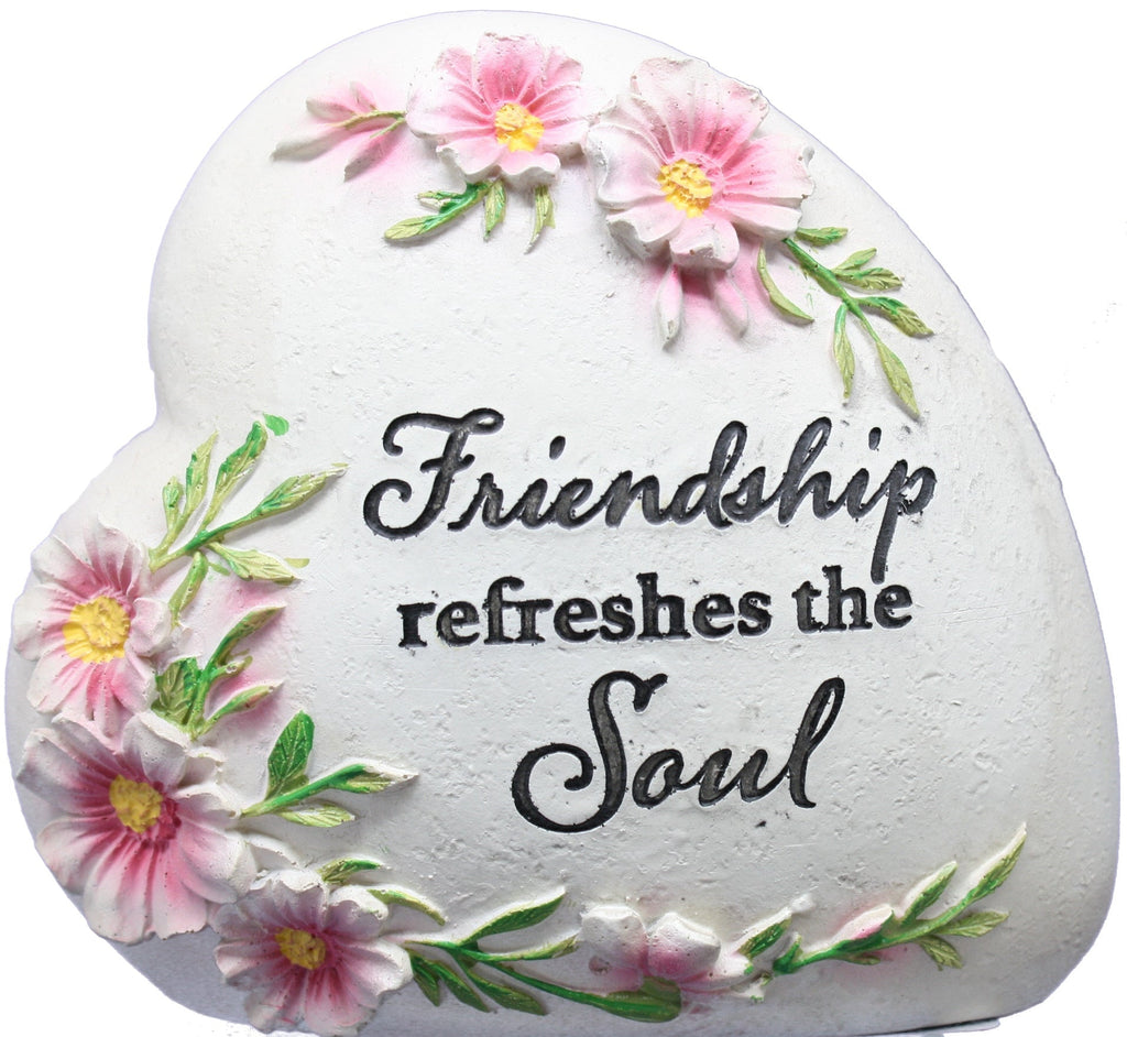 Resin Inspirational Heart Stone - Friendship refreshes the Soul