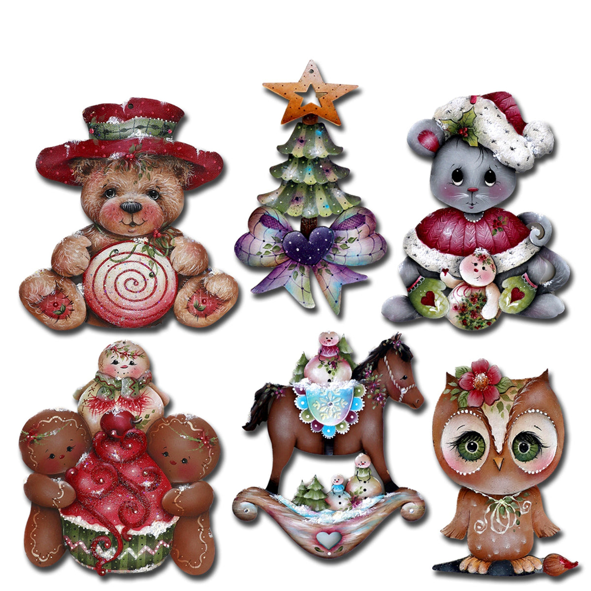 Spirit of Christmas Decorative Eco Wood Magnets Set of 6 by Jamie Mills-Price - Christmas Decor - 8090052G-S6
