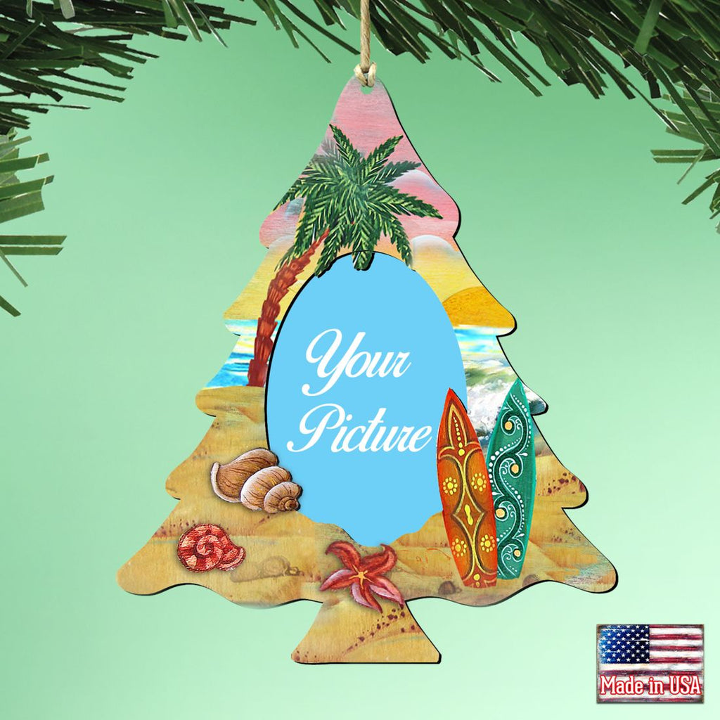 Coastal Christmas Tree Picture Frame Ornaments - Ornament for Photo - Coastal Holiday Decor - 8119186-3PF